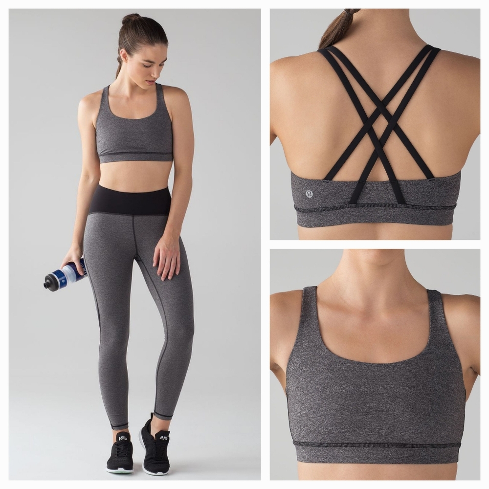 Lululemon Energy Bra Color Heathered Black/Black Sz 12